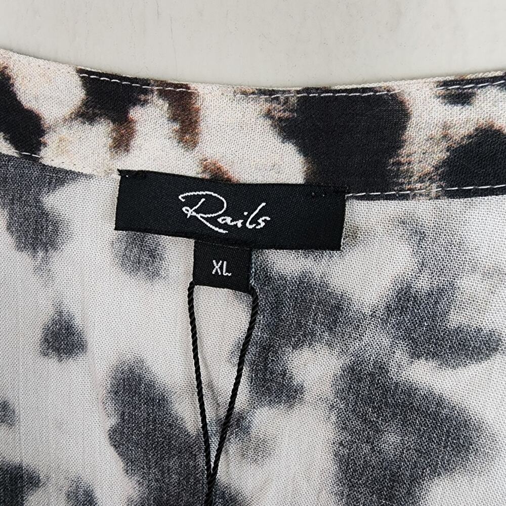 Rails Fable Blurred Cheetah Print V-Neck Blouse Flounce Sleeve NWT XLarge XL - Picture 11 of 16